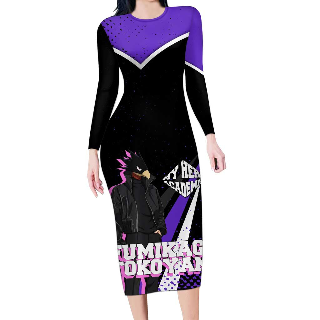 Fumikage Tokoyami My Hero Academia Long Sleeve Bodycon Dress Anime Grunge Splatter Graphic Style