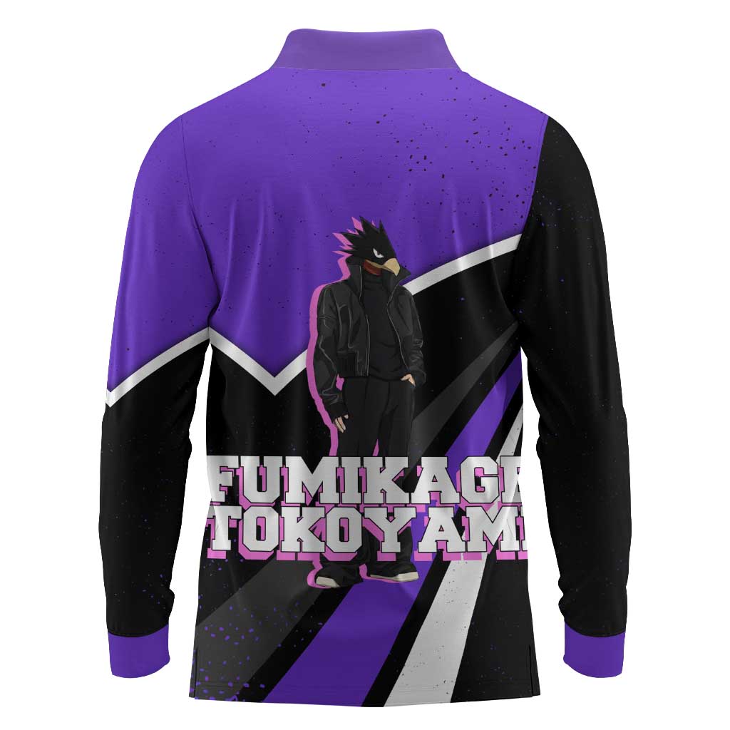 Fumikage Tokoyami My Hero Academia Long Sleeve Polo Shirt Anime Grunge Splatter Graphic Style
