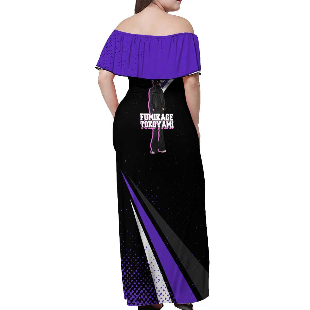 Fumikage Tokoyami My Hero Academia Off Shoulder Maxi Dress Anime Grunge Splatter Graphic Style