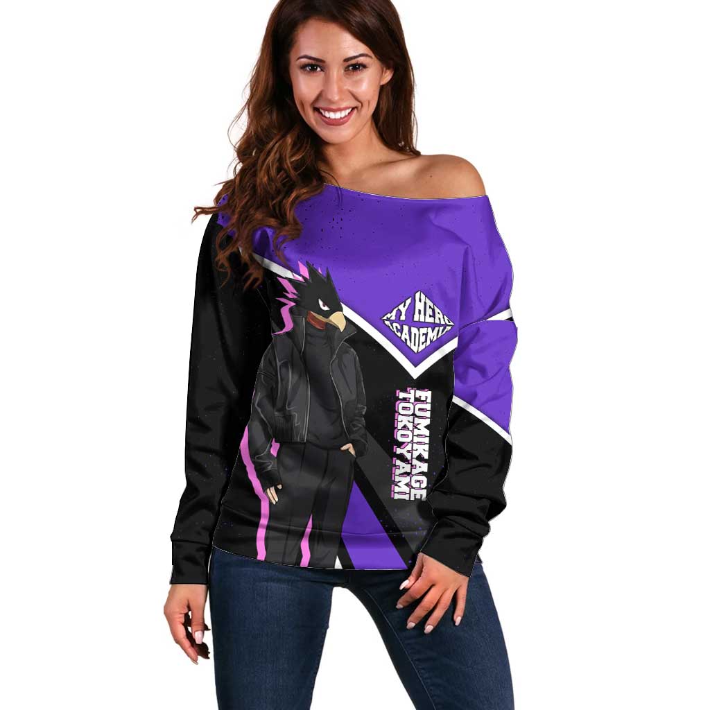 Fumikage Tokoyami My Hero Academia Off Shoulder Sweater Anime Grunge Splatter Graphic Style