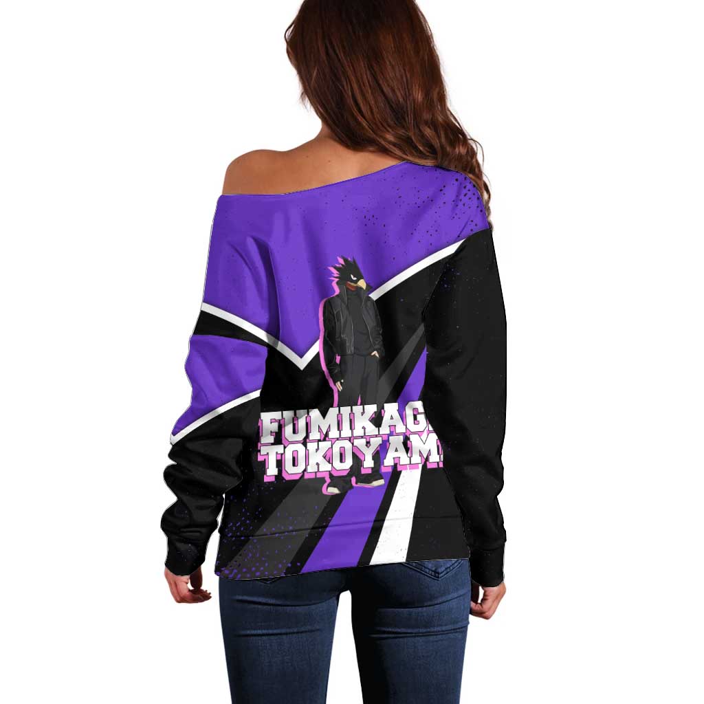Fumikage Tokoyami My Hero Academia Off Shoulder Sweater Anime Grunge Splatter Graphic Style