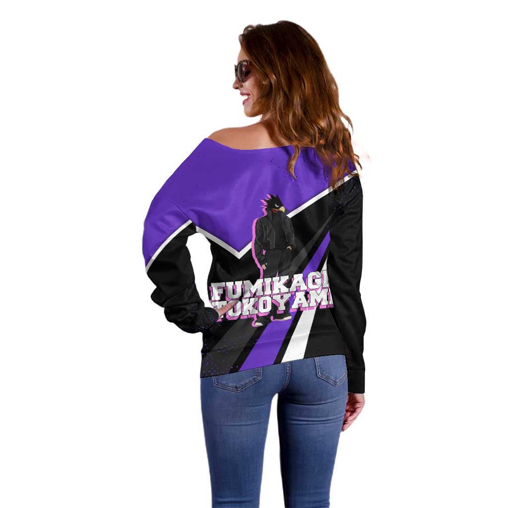 Fumikage Tokoyami My Hero Academia Off Shoulder Sweater Anime Grunge Splatter Graphic Style