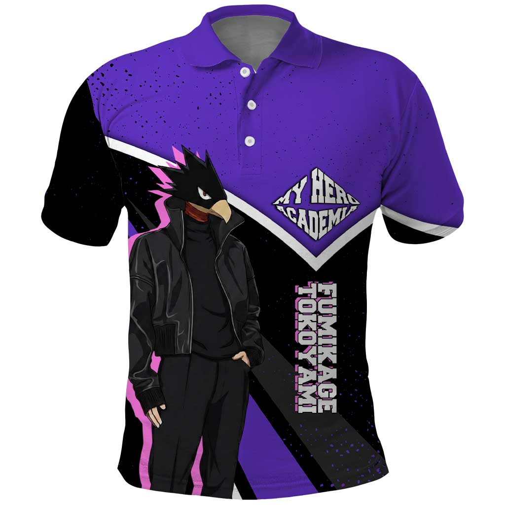 Fumikage Tokoyami My Hero Academia Polo Shirt Anime Grunge Splatter Graphic Style