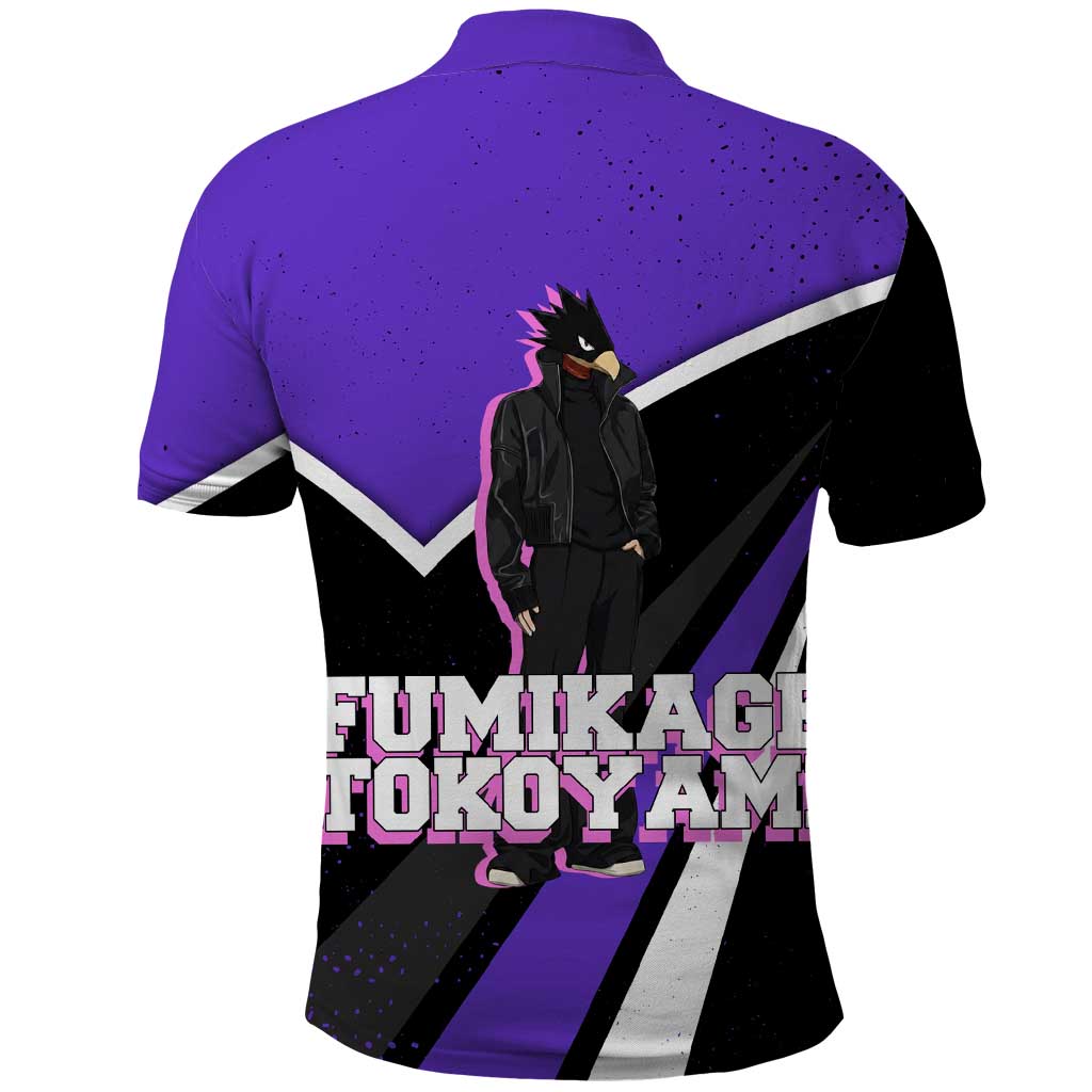 Fumikage Tokoyami My Hero Academia Polo Shirt Anime Grunge Splatter Graphic Style