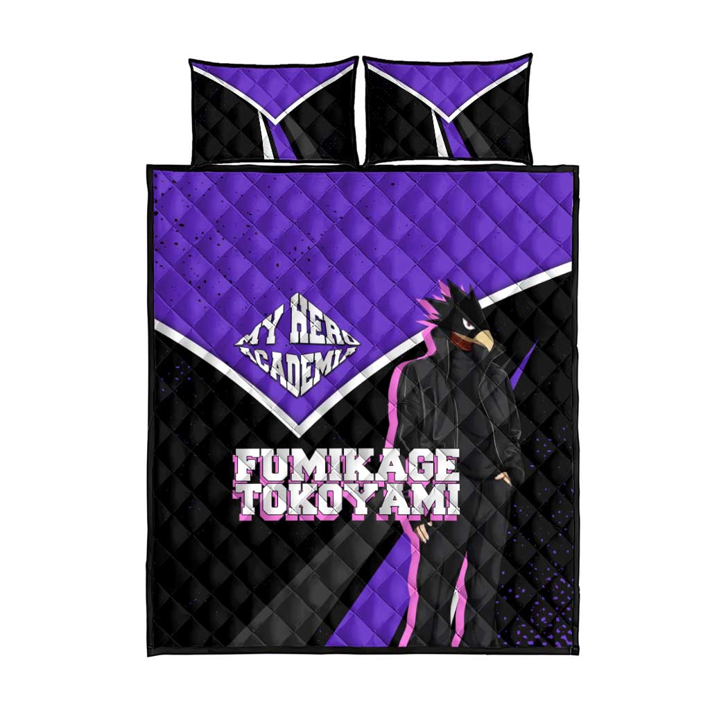 Fumikage Tokoyami My Hero Academia Quilt Bed Set Anime Grunge Splatter Graphic Style
