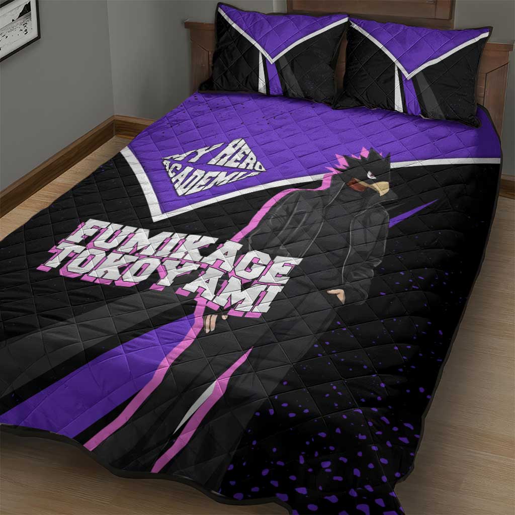 Fumikage Tokoyami My Hero Academia Quilt Bed Set Anime Grunge Splatter Graphic Style
