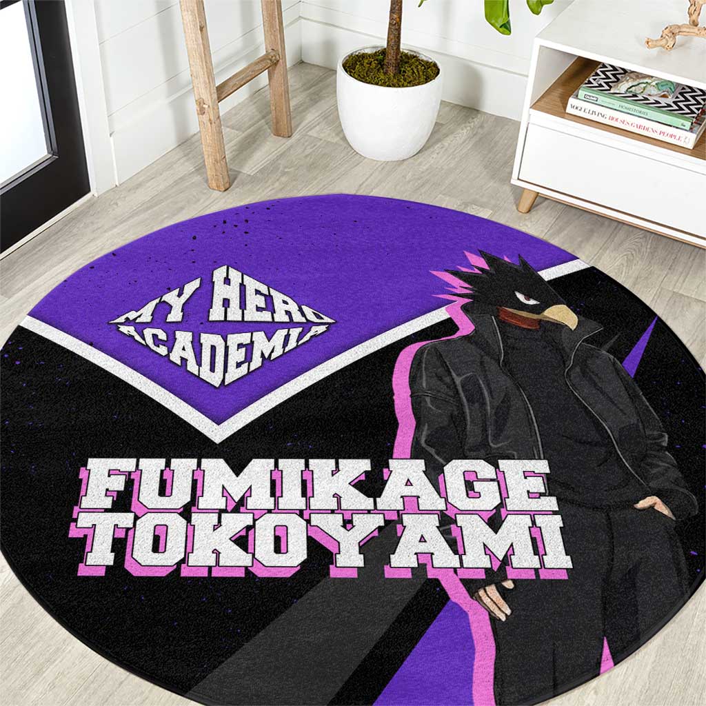 Fumikage Tokoyami My Hero Academia Round Carpet Anime Grunge Splatter Graphic Style