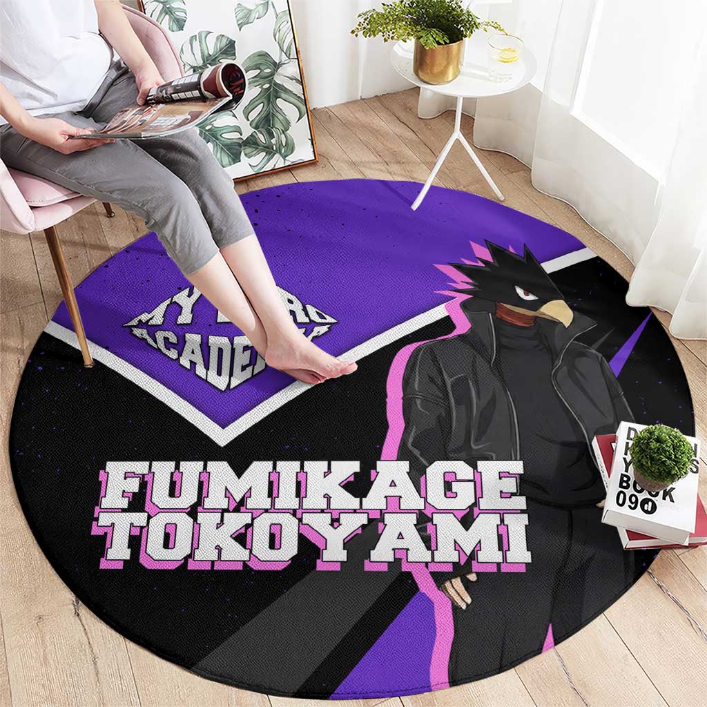 Fumikage Tokoyami My Hero Academia Round Carpet Anime Grunge Splatter Graphic Style