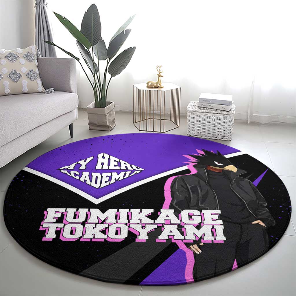 Fumikage Tokoyami My Hero Academia Round Carpet Anime Grunge Splatter Graphic Style