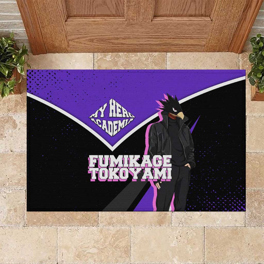 Fumikage Tokoyami My Hero Academia Rubber Doormat Anime Grunge Splatter Graphic Style