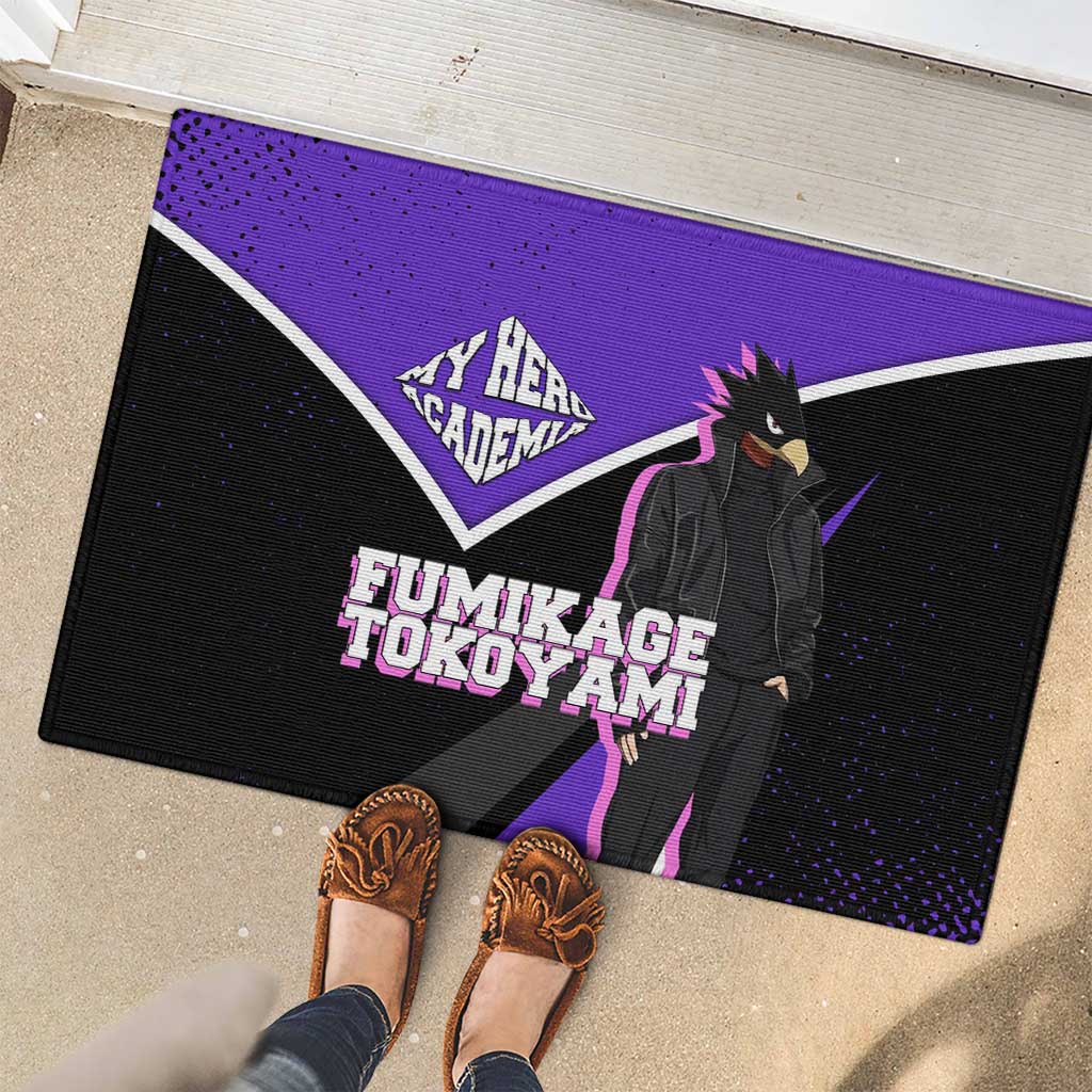 Fumikage Tokoyami My Hero Academia Rubber Doormat Anime Grunge Splatter Graphic Style