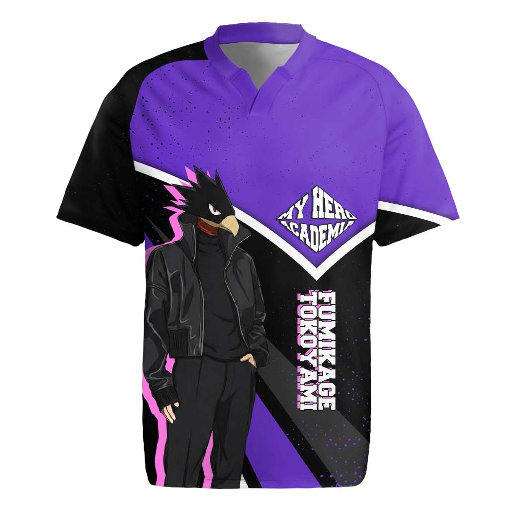 Fumikage Tokoyami My Hero Academia Rugby Jersey Anime Grunge Splatter Graphic Style