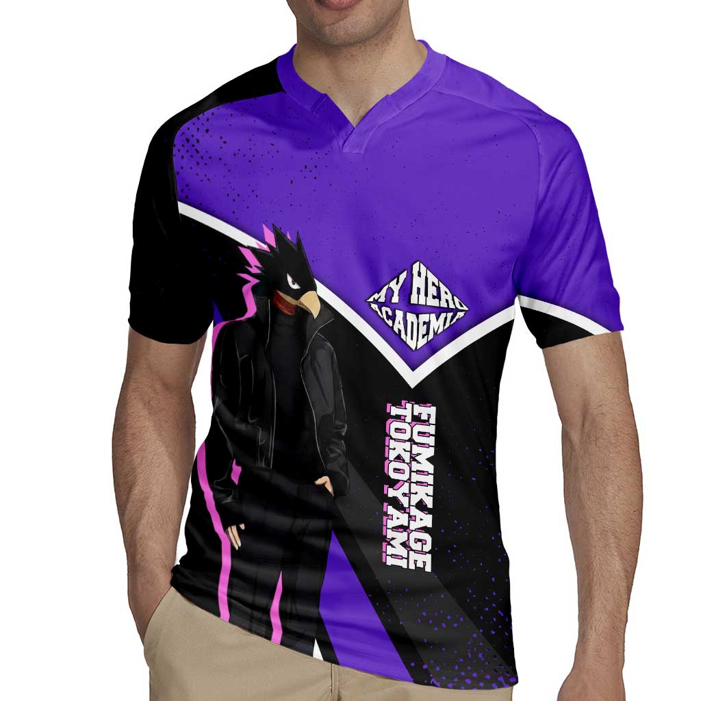 Fumikage Tokoyami My Hero Academia Rugby Jersey Anime Grunge Splatter Graphic Style
