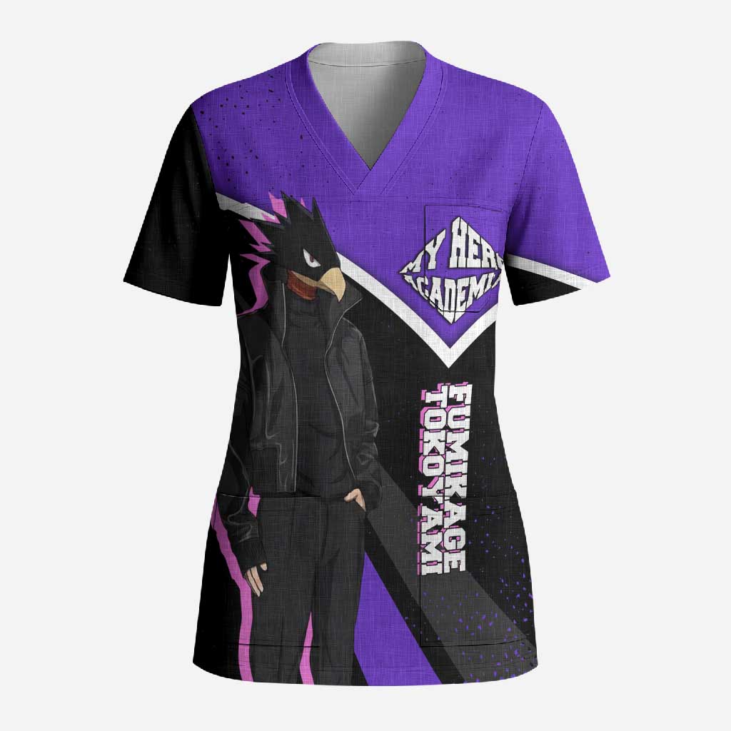 Fumikage Tokoyami My Hero Academia Scrub Top Anime Grunge Splatter Graphic Style