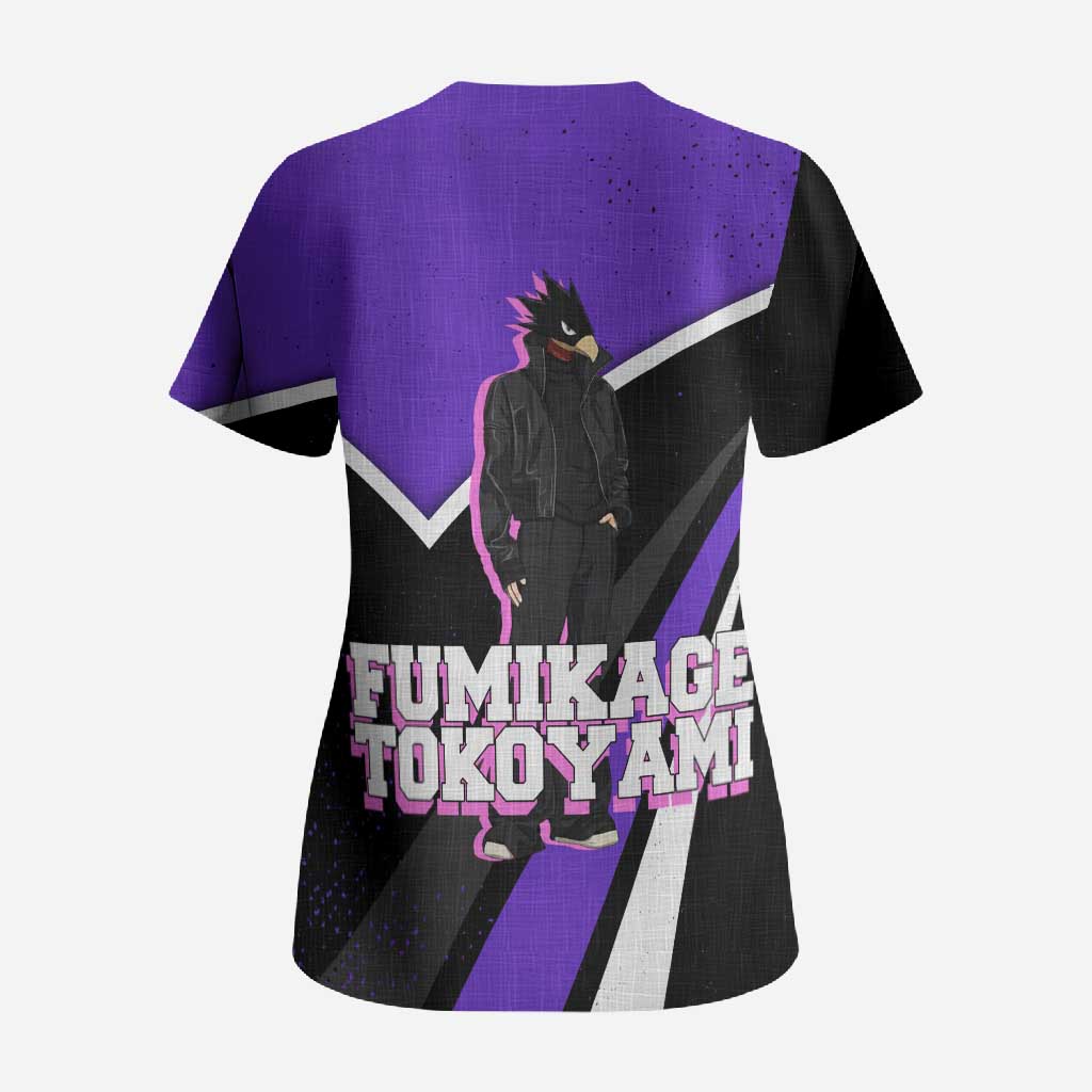 Fumikage Tokoyami My Hero Academia Scrub Top Anime Grunge Splatter Graphic Style