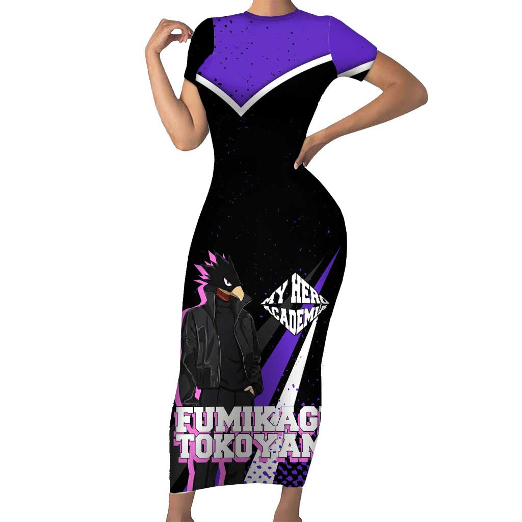 Fumikage Tokoyami My Hero Academia Short Sleeve Bodycon Dress Anime Grunge Splatter Graphic Style