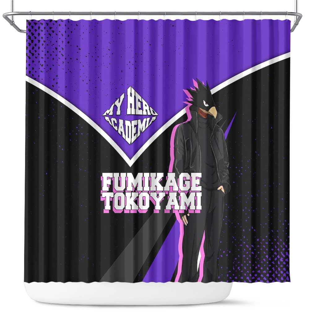 Fumikage Tokoyami My Hero Academia Shower Curtain Anime Grunge Splatter Graphic Style