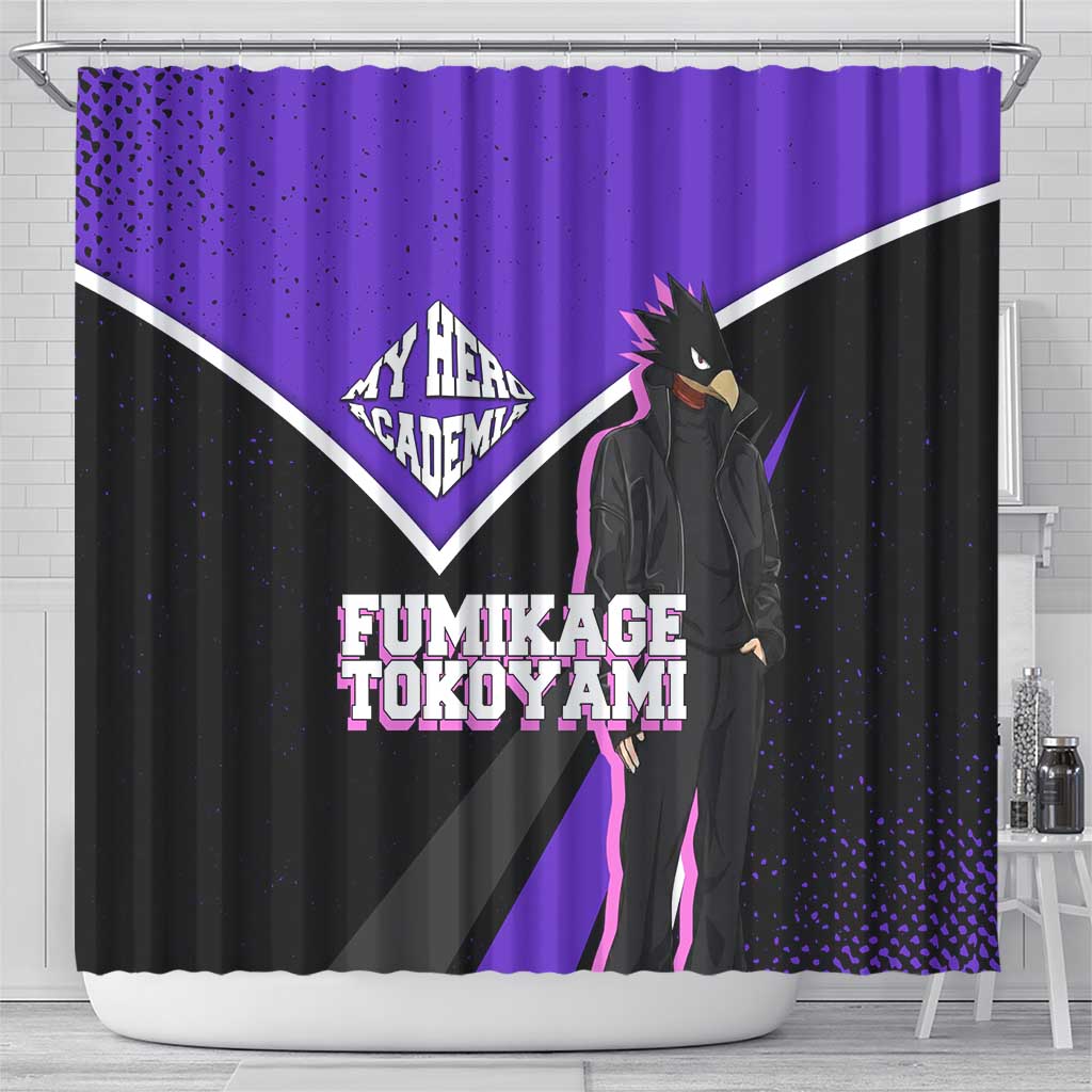 Fumikage Tokoyami My Hero Academia Shower Curtain Anime Grunge Splatter Graphic Style