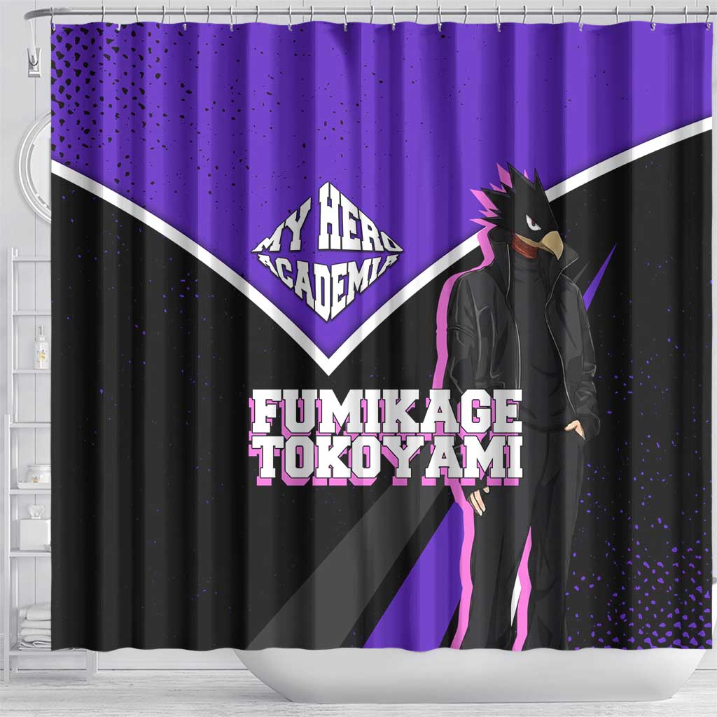 Fumikage Tokoyami My Hero Academia Shower Curtain Anime Grunge Splatter Graphic Style