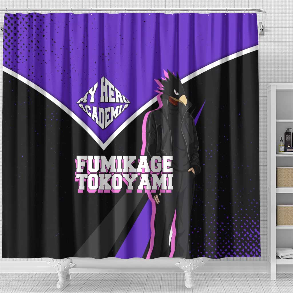 Fumikage Tokoyami My Hero Academia Shower Curtain Anime Grunge Splatter Graphic Style