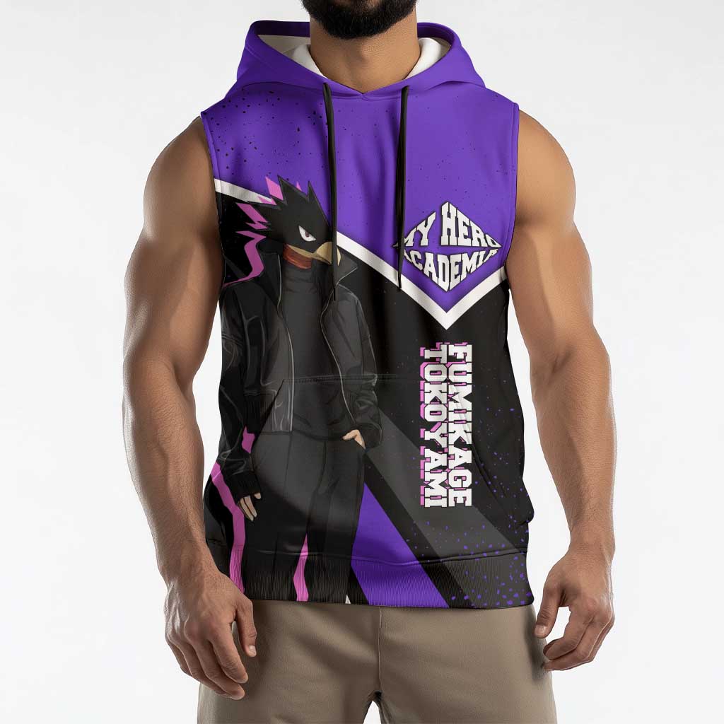 Fumikage Tokoyami My Hero Academia Sleeveless Hoodie Anime Grunge Splatter Graphic Style