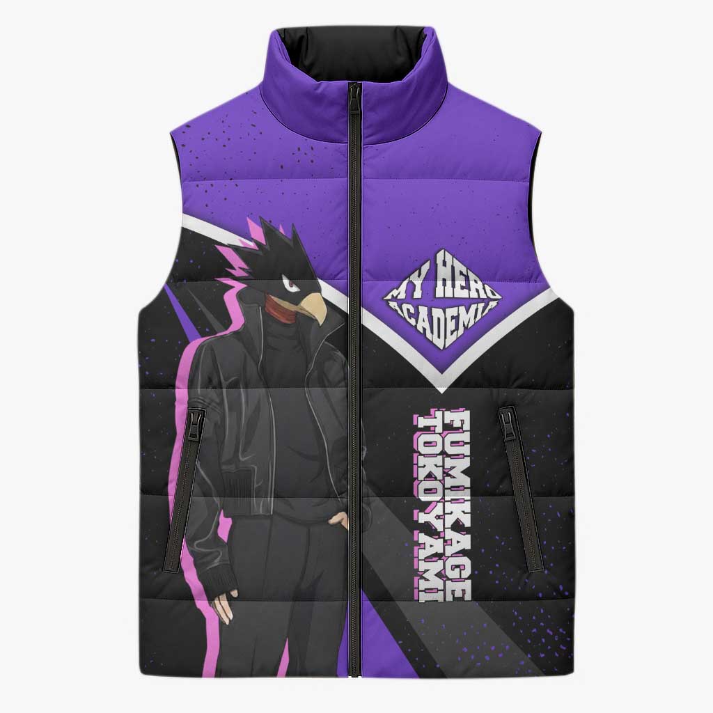 Fumikage Tokoyami My Hero Academia Sleeveless Puffer Jacket Anime Grunge Splatter Graphic Style