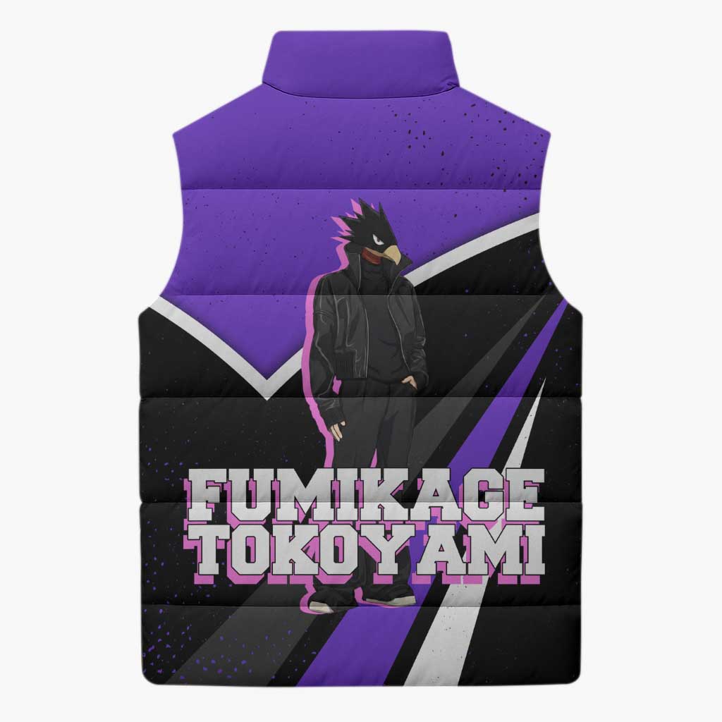 Fumikage Tokoyami My Hero Academia Sleeveless Puffer Jacket Anime Grunge Splatter Graphic Style