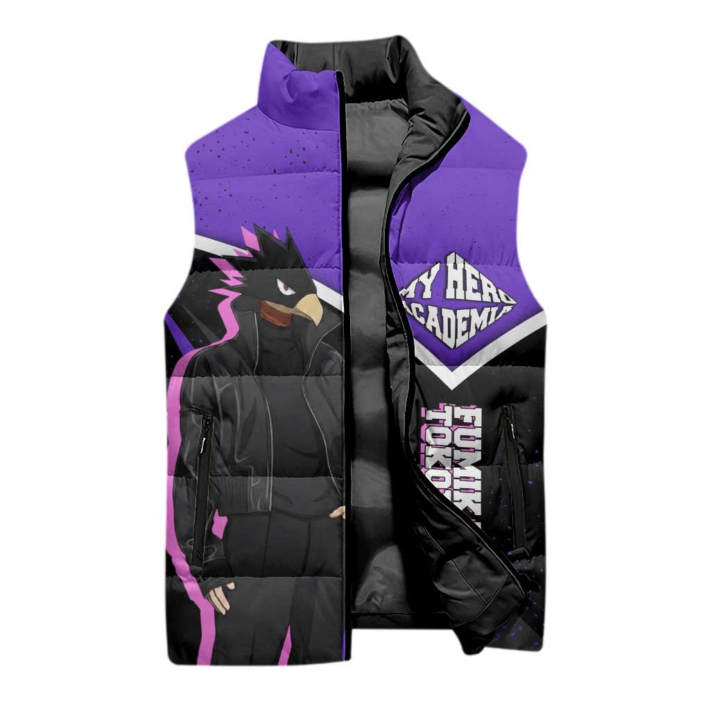 Fumikage Tokoyami My Hero Academia Sleeveless Puffer Jacket Anime Grunge Splatter Graphic Style