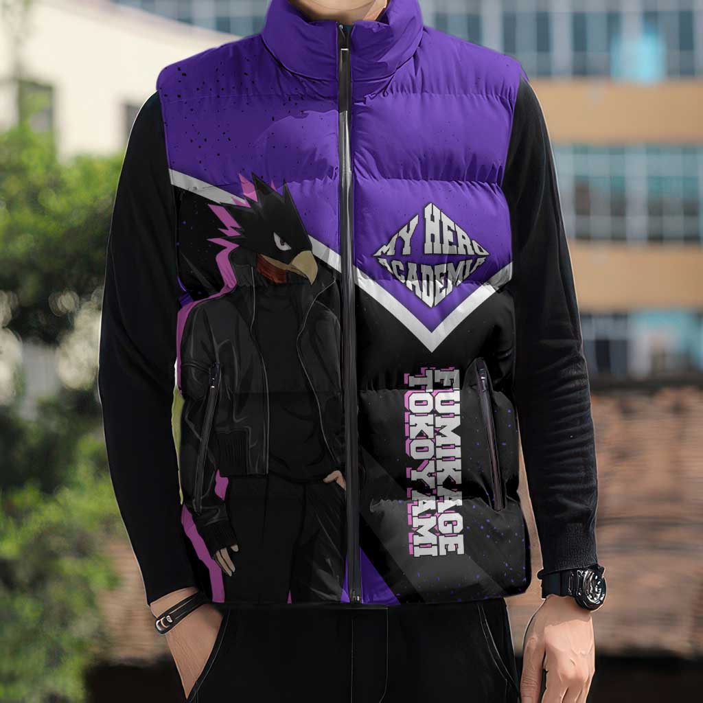 Fumikage Tokoyami My Hero Academia Sleeveless Puffer Jacket Anime Grunge Splatter Graphic Style