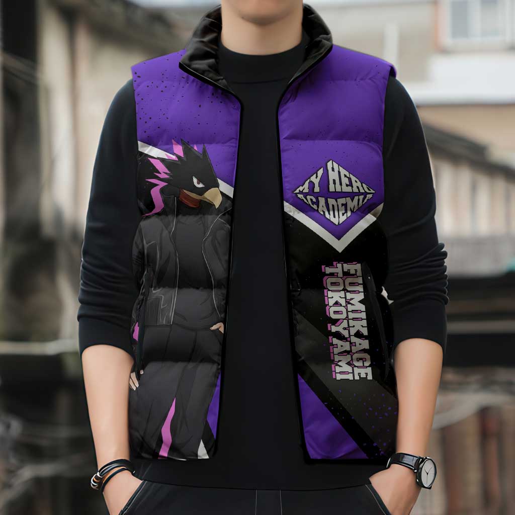 Fumikage Tokoyami My Hero Academia Sleeveless Puffer Jacket Anime Grunge Splatter Graphic Style