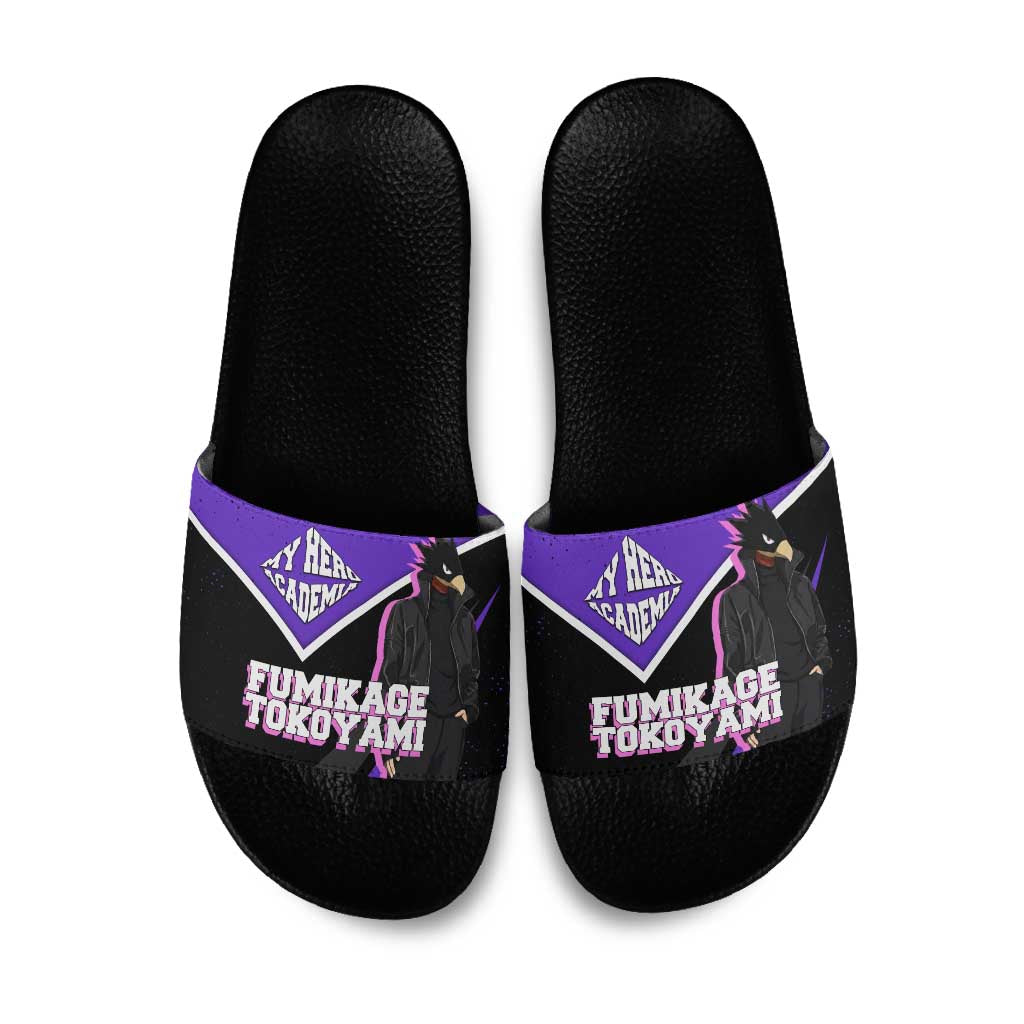 Fumikage Tokoyami My Hero Academia Slide Sandals Anime Grunge Splatter Graphic Style