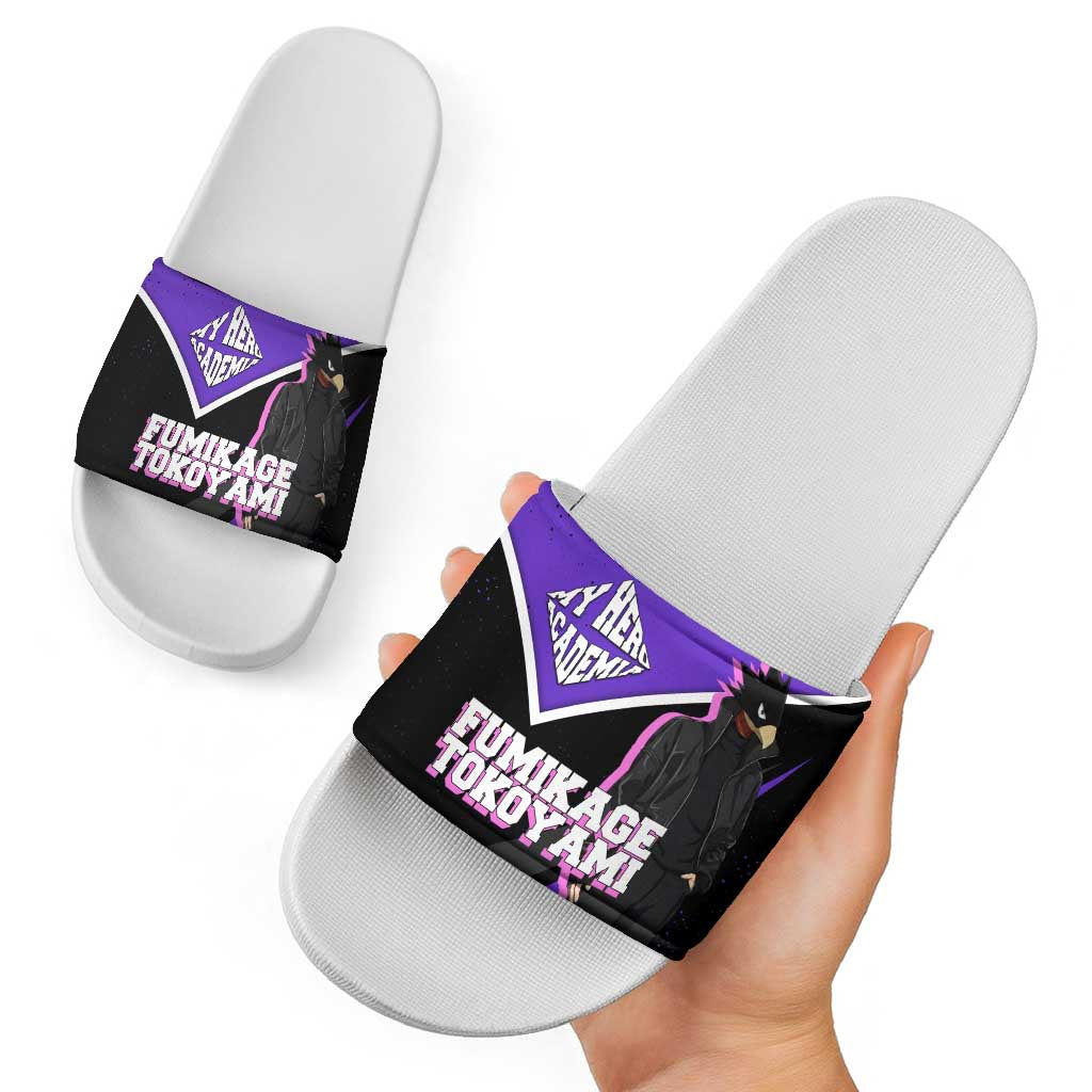 Fumikage Tokoyami My Hero Academia Slide Sandals Anime Grunge Splatter Graphic Style