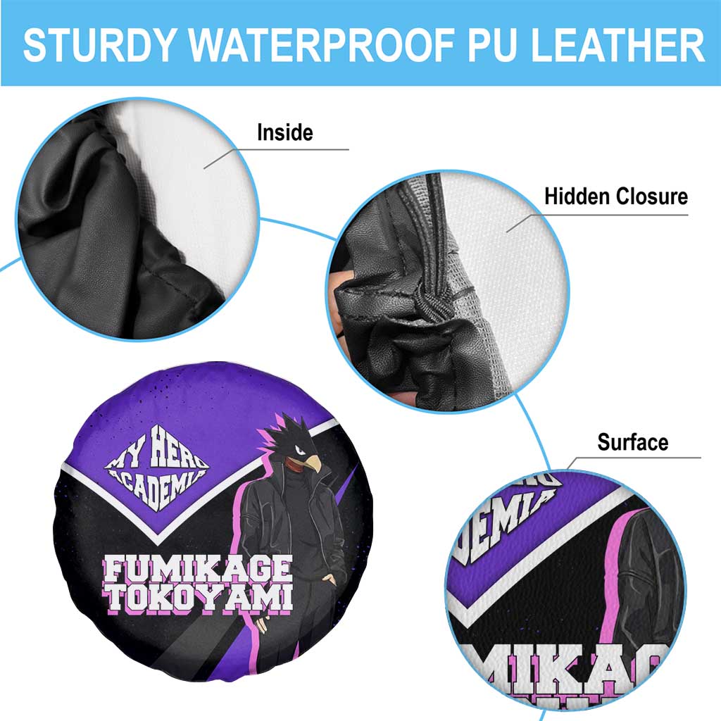 Fumikage Tokoyami My Hero Academia Spare Tire Cover Anime Grunge Splatter Graphic Style