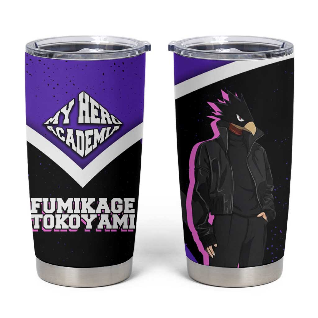 Fumikage Tokoyami My Hero Academia Tumbler Cup Anime Grunge Splatter Graphic Style