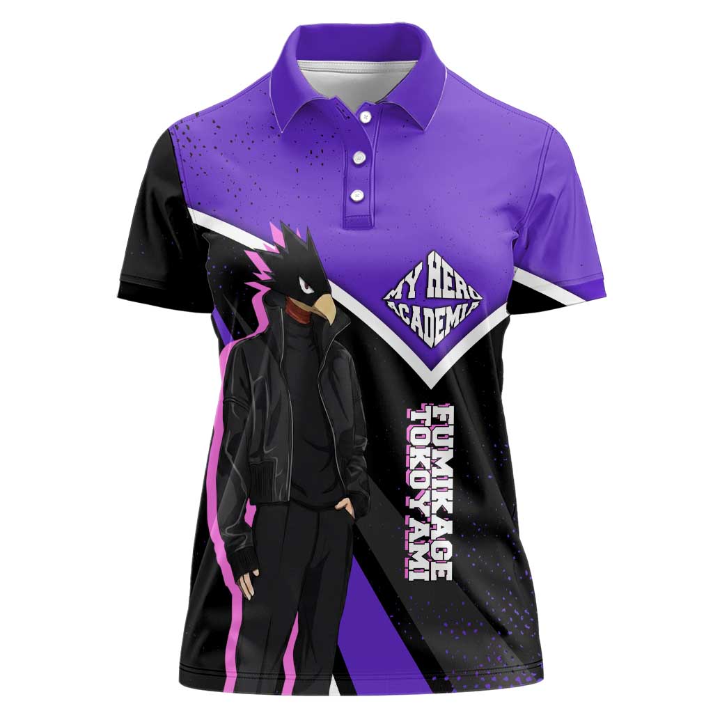 Fumikage Tokoyami My Hero Academia Women Polo Shirt Anime Grunge Splatter Graphic Style