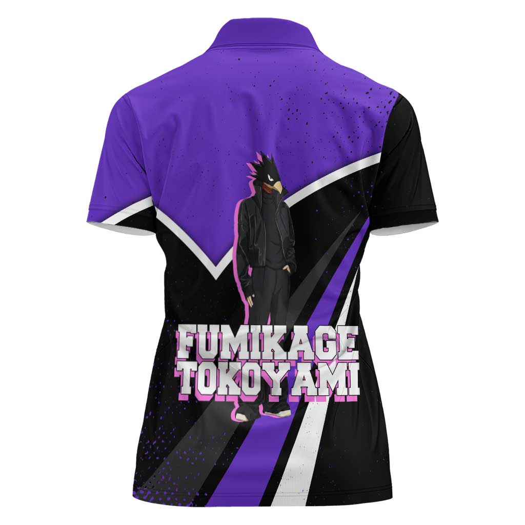 Fumikage Tokoyami My Hero Academia Women Polo Shirt Anime Grunge Splatter Graphic Style