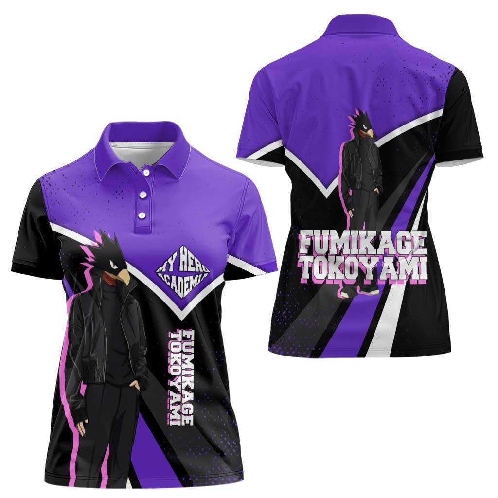 Fumikage Tokoyami My Hero Academia Women Polo Shirt Anime Grunge Splatter Graphic Style
