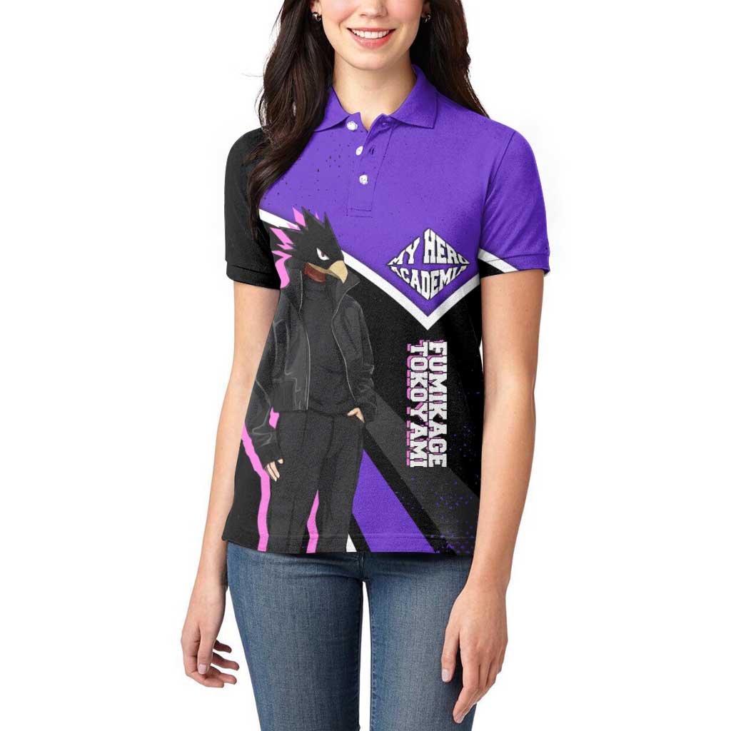Fumikage Tokoyami My Hero Academia Women Polo Shirt Anime Grunge Splatter Graphic Style