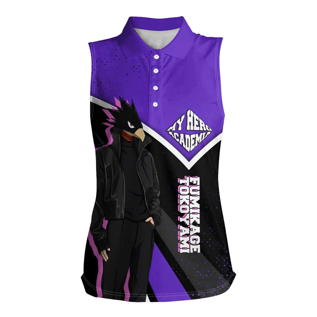 Fumikage Tokoyami My Hero Academia Women Sleeveless Polo Shirt Anime Grunge Splatter Graphic Style