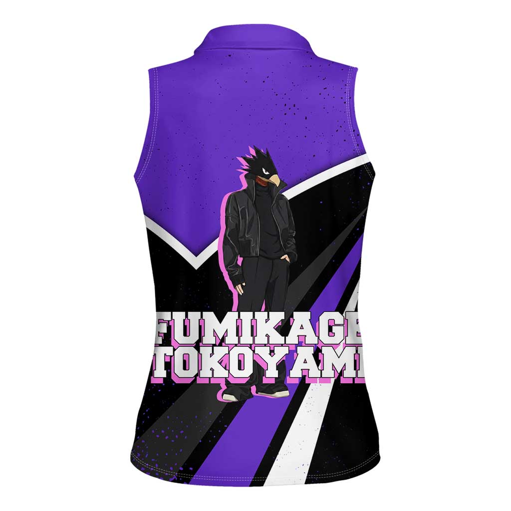 Fumikage Tokoyami My Hero Academia Women Sleeveless Polo Shirt Anime Grunge Splatter Graphic Style