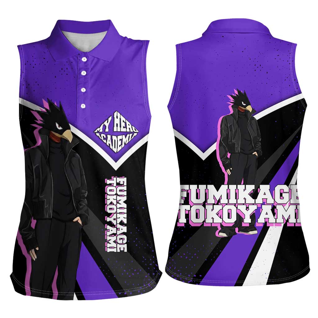 Fumikage Tokoyami My Hero Academia Women Sleeveless Polo Shirt Anime Grunge Splatter Graphic Style