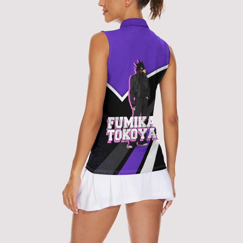 Fumikage Tokoyami My Hero Academia Women Sleeveless Polo Shirt Anime Grunge Splatter Graphic Style