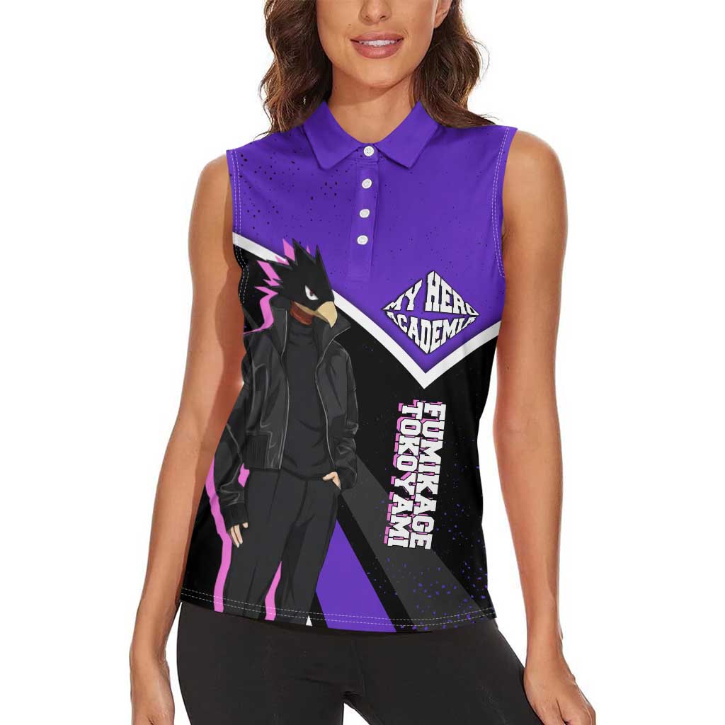 Fumikage Tokoyami My Hero Academia Women Sleeveless Polo Shirt Anime Grunge Splatter Graphic Style