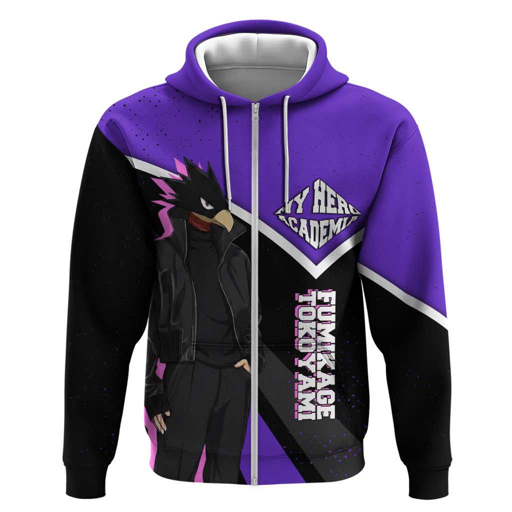 Fumikage Tokoyami My Hero Academia Zip Hoodie Anime Grunge Splatter Graphic Style