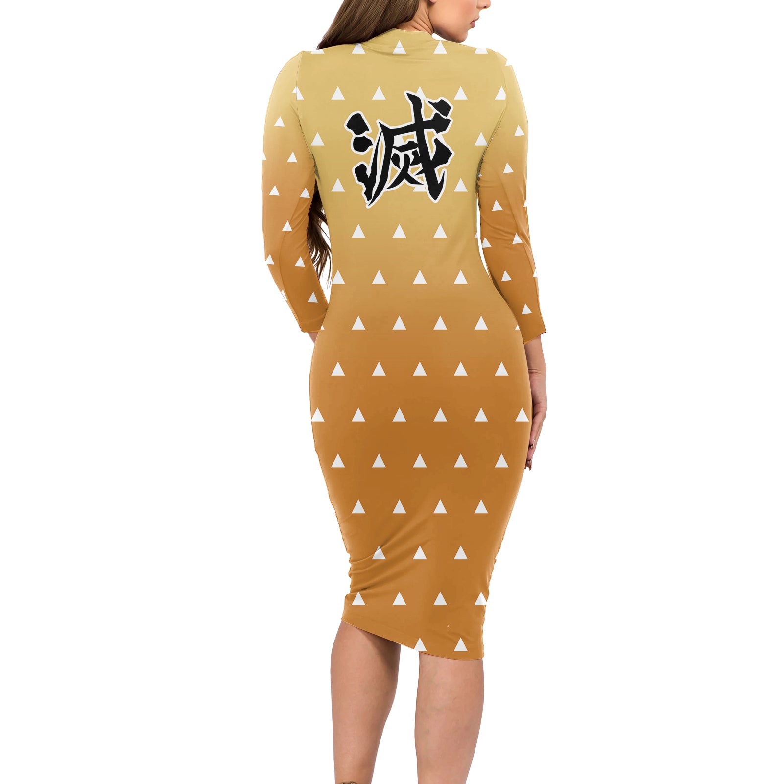 Kimetsu Zenitsu Long Sleeve Bodycon Dress Demon Slayer Anime Funny Style