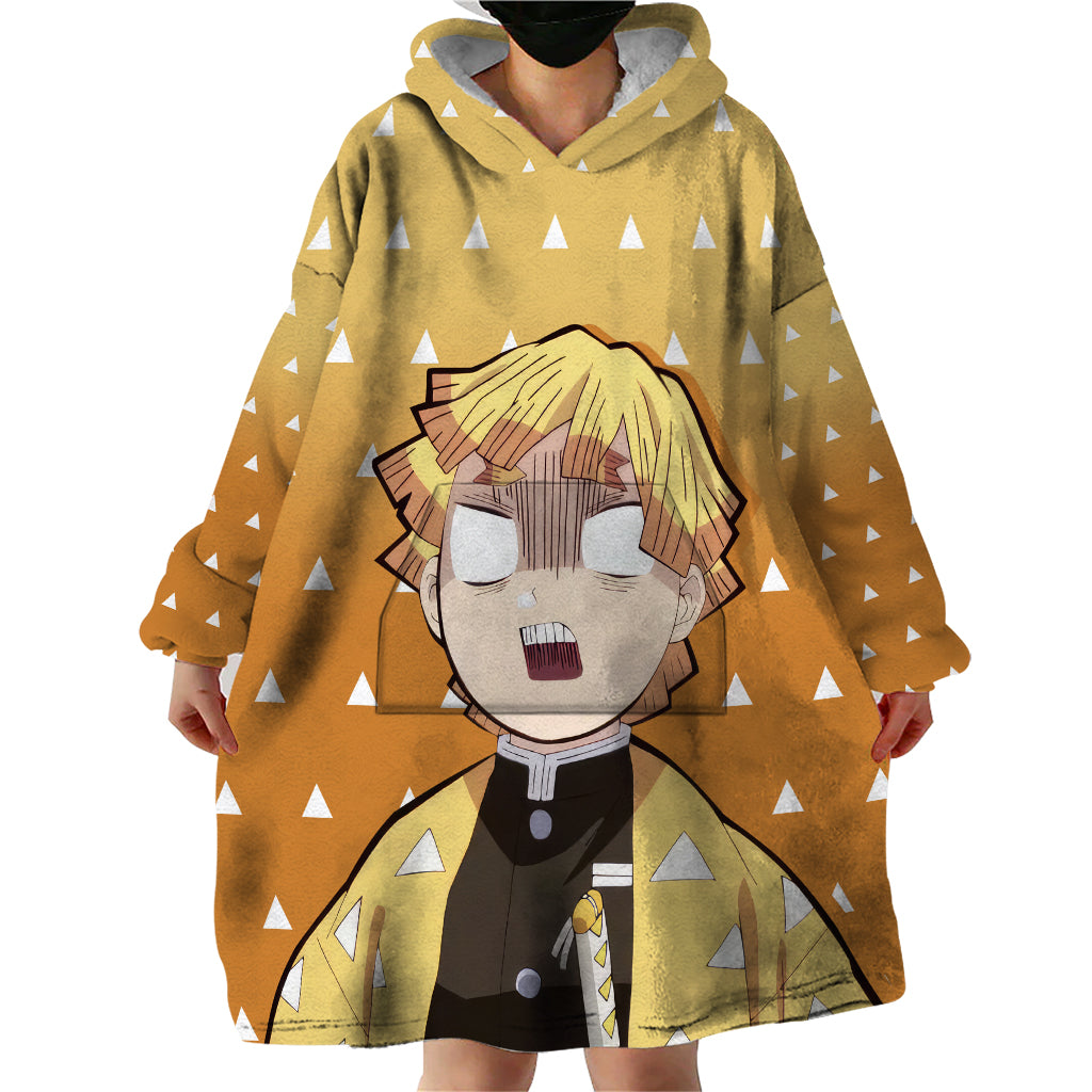 Kimetsu Zenitsu Wearable Blanket Hoodie Demon Slayer Anime Funny Style