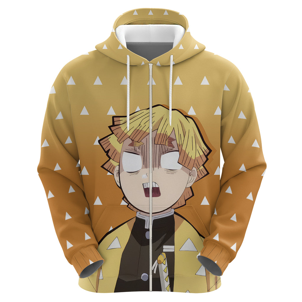 Kimetsu Zenitsu Zip Hoodie Demon Slayer Anime Funny Style