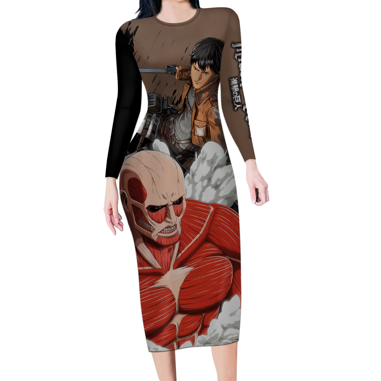 Giant Titan - Attack On Titan Long Sleeve Bodycon Dress Attack On Titan