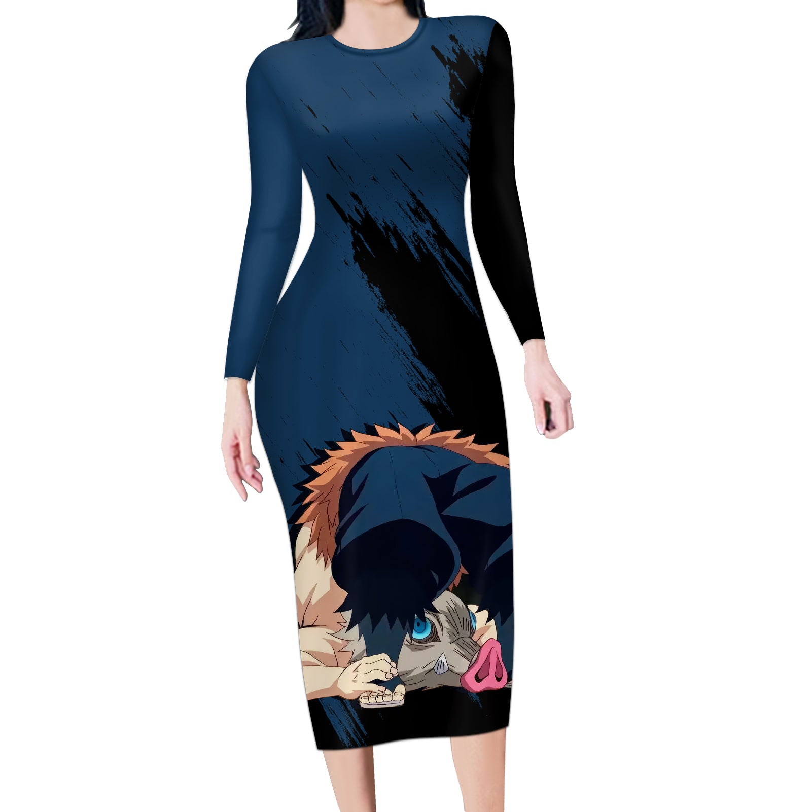 Kimetsu Inosuke Long Sleeve Bodycon Dress Demon Slayer
