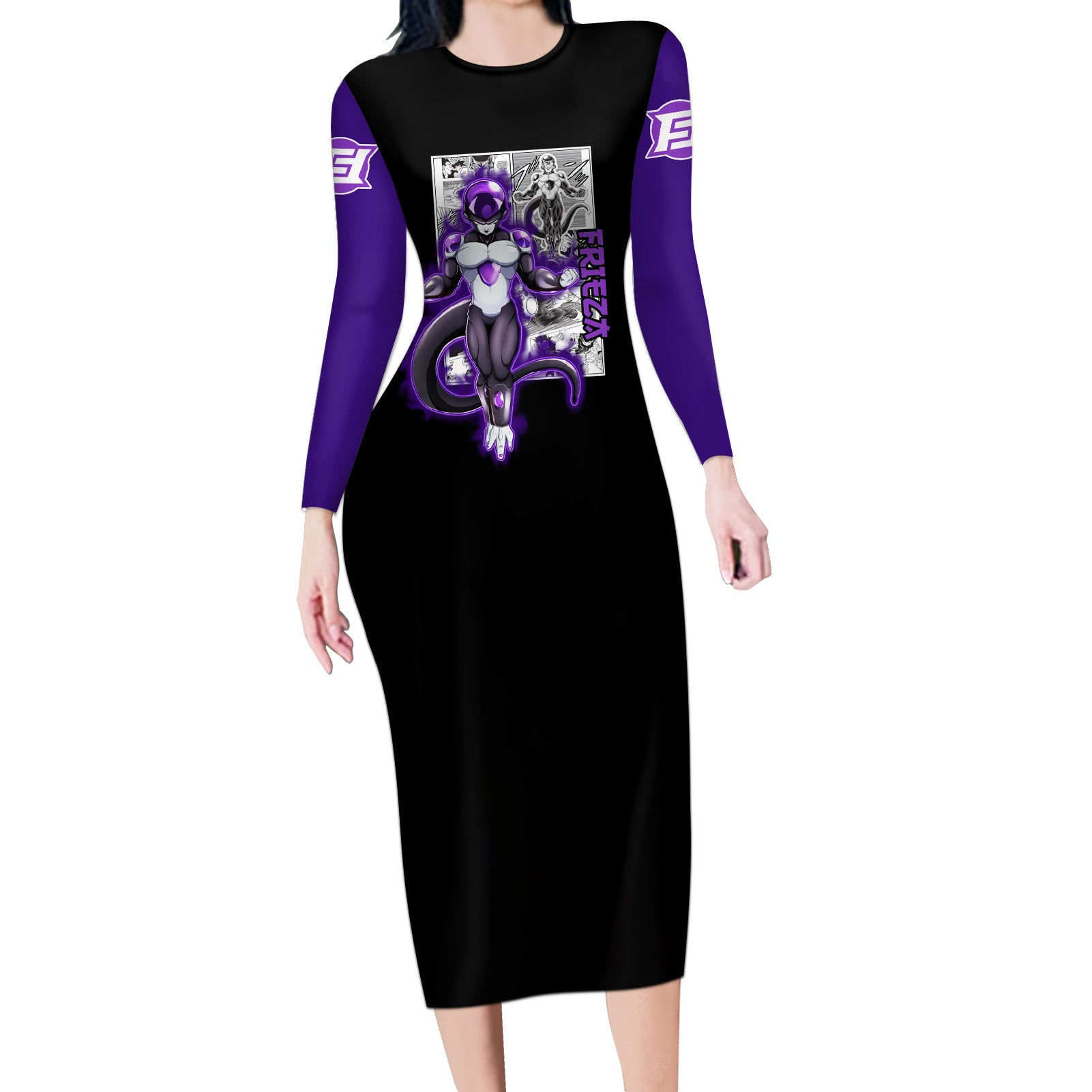Black Frieza Long Sleeve Bodycon Dress Dragon Ball Mix Anime Manga